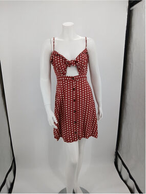 Dress Forum Brown Mini Cut Out Dress Size M Sundress Polka Dot Buttons